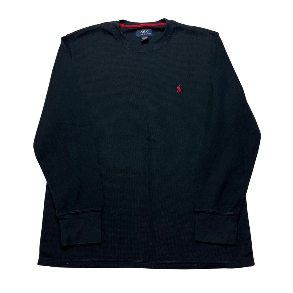 Polo Ralph Lauren Shirt Mens XL Black Sleepwear Waffle Knit‎ Thermal Long Sleeve